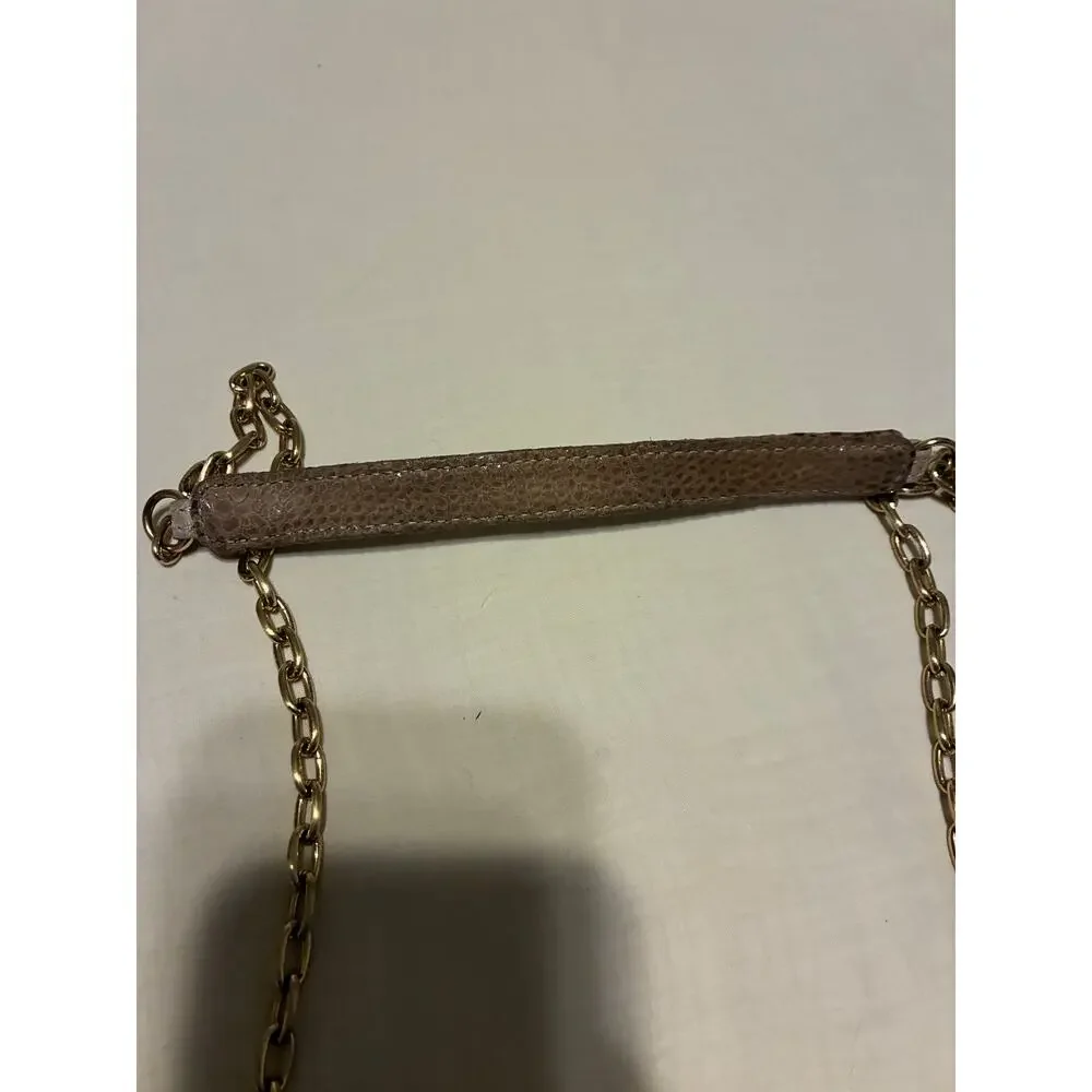 Y2K HOBO The Original Leather Frame Clutch Taupe Snakeskin Embossed Evening Bag